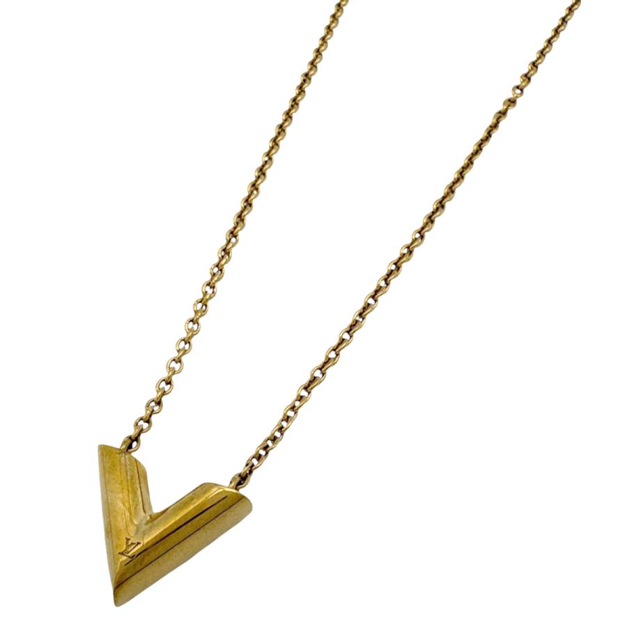 【美品】ルイヴィトン ネックレス ゴールド Vロゴ ユニセックス LOUIS VUITTON（ルイ・ヴィトン） エセンシャル V ネックレス ロゴ