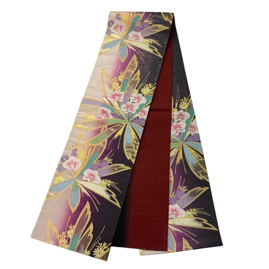 美品 振袖 身丈162cm 裄丈67cm M 袷 袋帯フルセット カトレア 草花 