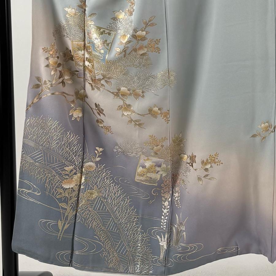 付下げ 身丈151cm 裄丈61cm S 袷 和田光正 落款あり 色紙 橘 金銀彩 