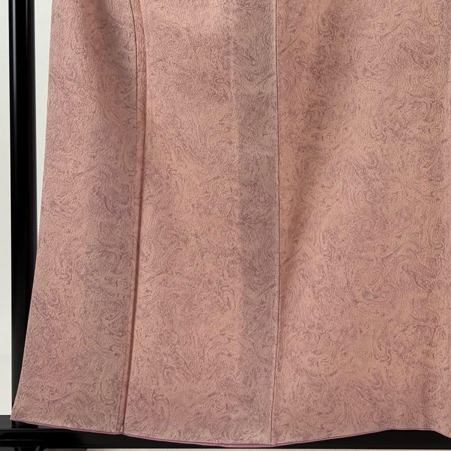 美品 小紋 身丈156.5cm 裄丈63cm S 袷 落款あり 墨流し ピンク 正絹