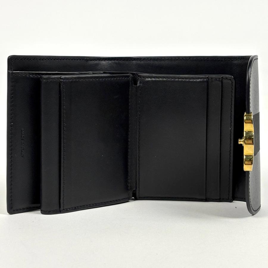 極美✨セリーヌ 三つ折り財布 トリオンフ レザー ブラック ゴールド CELINE（セリーヌ） 【並行輸入品】 財布 三つ折り TRIOMPHE