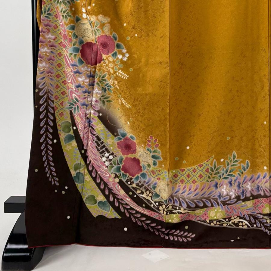 【美品】 振袖 身丈171cm 裄丈69.5cm 正絹 逸品 【中古】 美品 振袖 身丈170.5cm 裄丈71cm L 袷 袋帯フルセット 熨斗 草花 金彩
