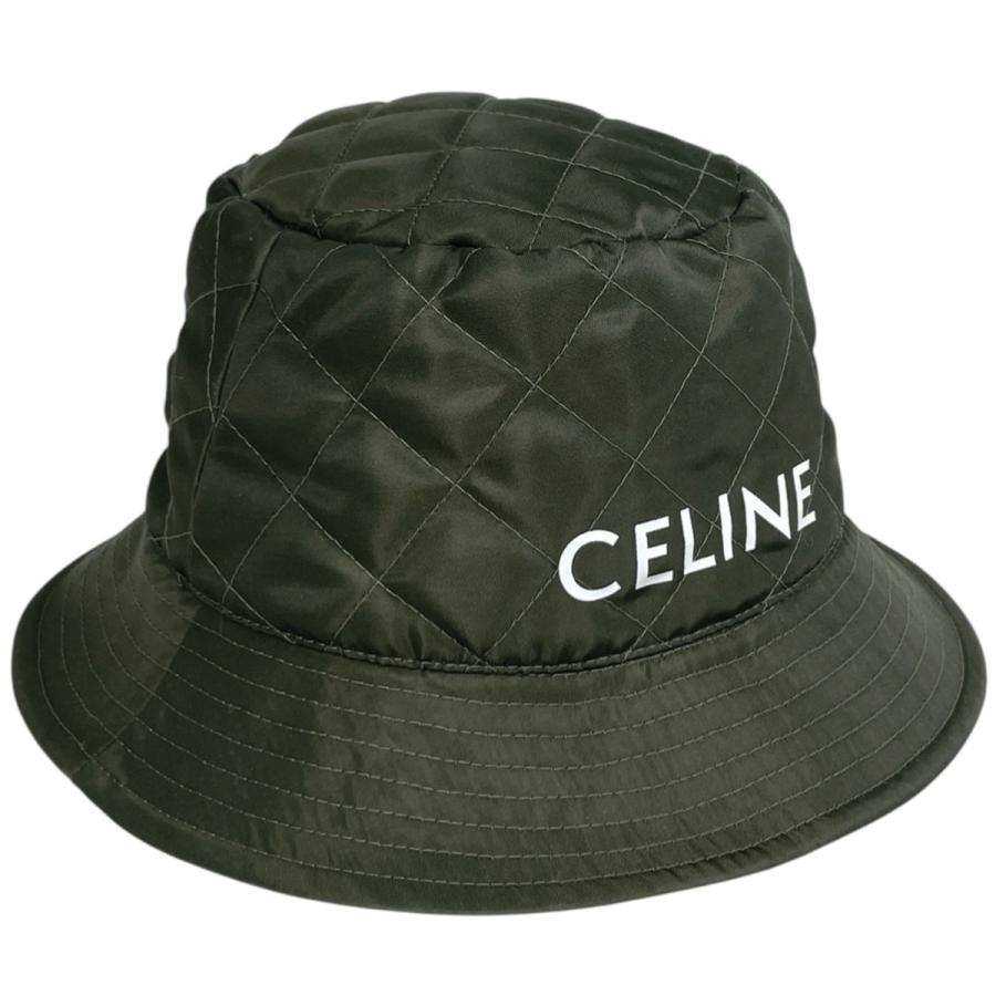 CELINE（セリーヌ） ロゴ バケットハット カーキ 帽子 ハット ナイロン 