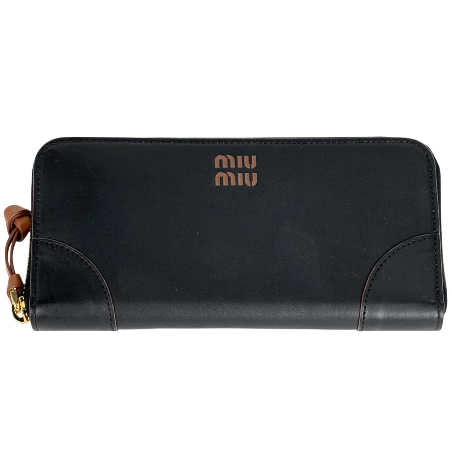 ミュウ Miu ロゴ ラウンドファスナー 長財布 ラウンドジップ レザー