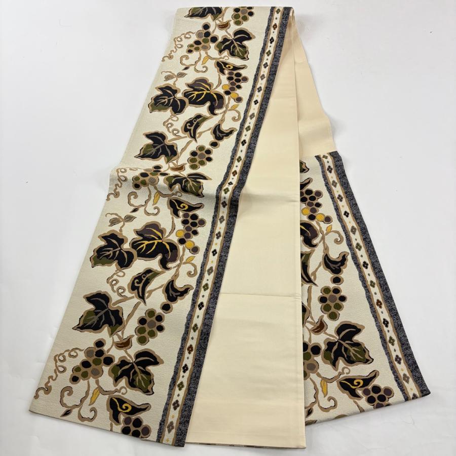 紬 身丈164.5cm 裄丈66cm M 袷 袋帯セット やまと 縦縞 鶯色 正絹 名品 中古_5