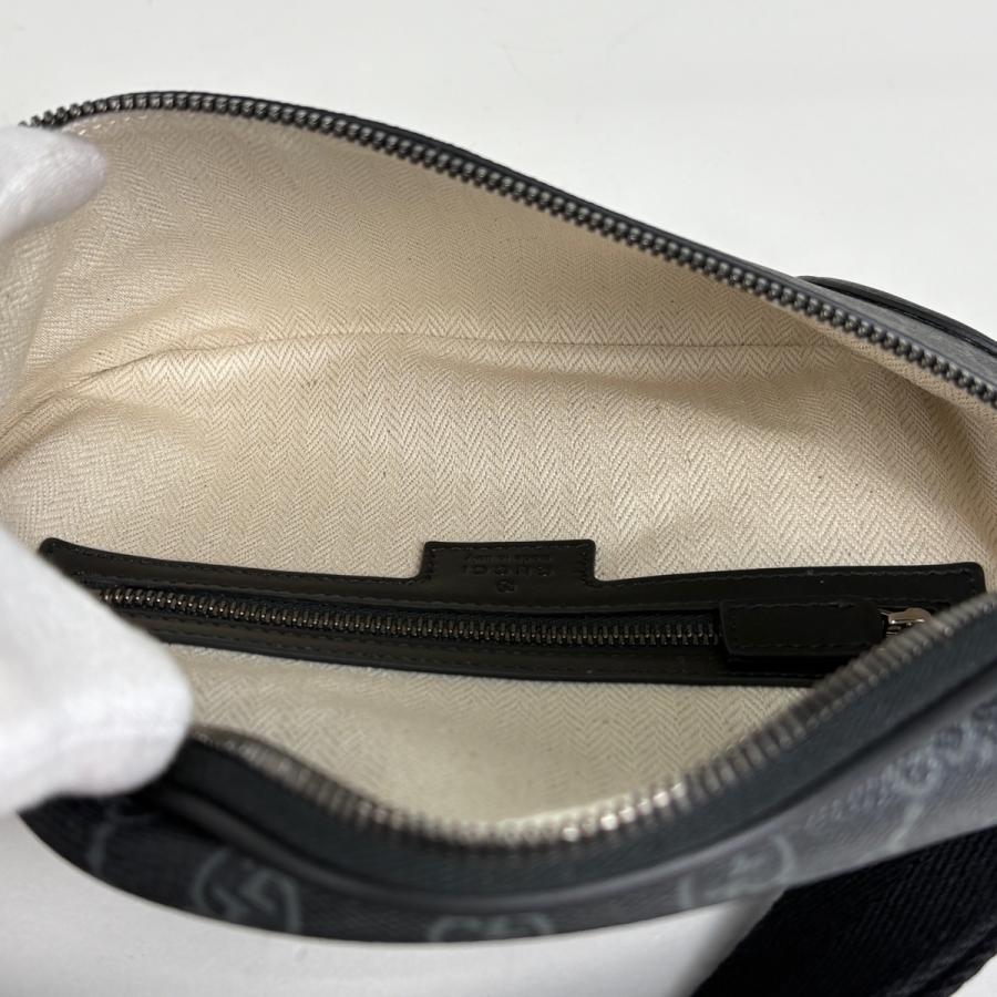 グッチ GUCCI GGエンブレム ミディアム ベルトバッグ ウエストバッグ ボディバッグ コーティングキャンバス ブラック メンズ 中古_7