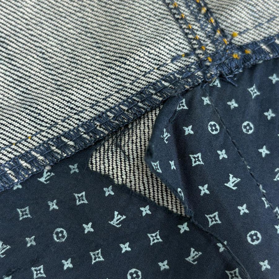 ルイ・ヴィトン Louis Vuitton デニム タイトスカート 裾フリル ボトムス スカート コットン ポリウレタン ブルー レディース 中古_6