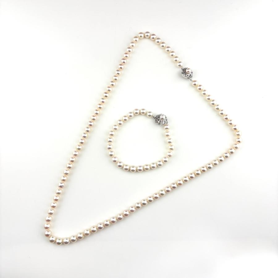 パール デザインネックレス WG ホワイトゴールド 真珠 ブレスレット 2WAY ネックレス K14 WG パール レディース 中古_3