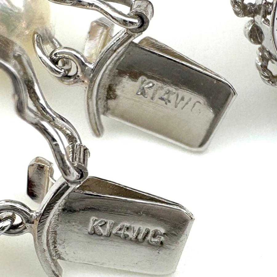 パール デザインネックレス WG ホワイトゴールド 真珠 ブレスレット 2WAY ネックレス K14 WG パール レディース 中古_8