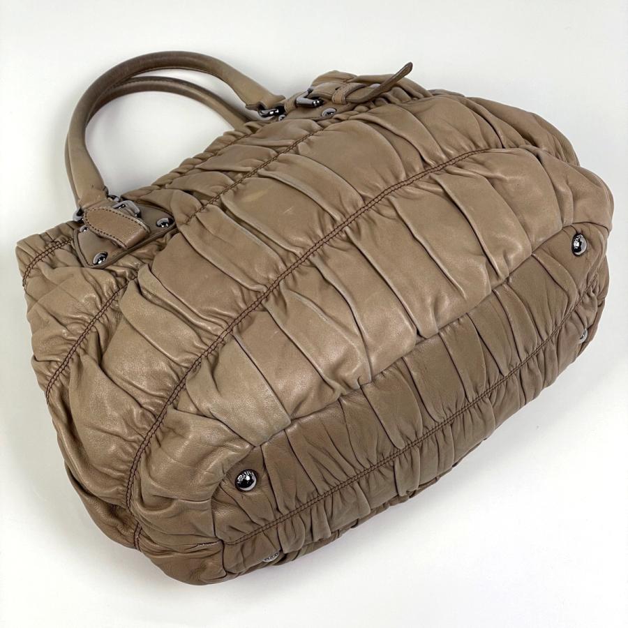 PRADA（プラダ） ロゴ ハンドバッグ 2WAY ショルダーバッグ ギャザー 