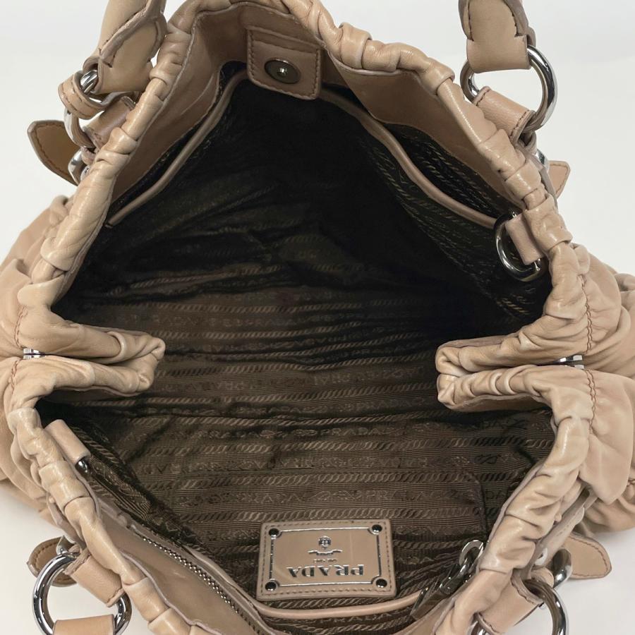 PRADA（プラダ） ロゴ ハンドバッグ 2WAY ショルダーバッグ ギャザー 