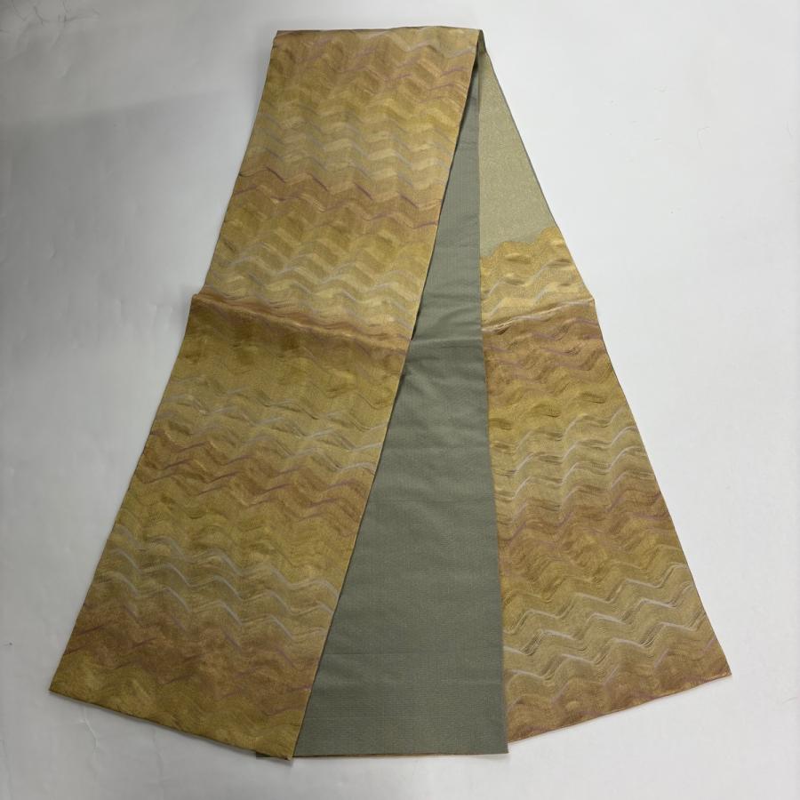 付下げ 身丈158.5cm 裄丈64cm M 袷 袋帯セット 落款あり 雪輪 花唐草 金糸 金銀彩 濃紫 正絹 名品 中古_5