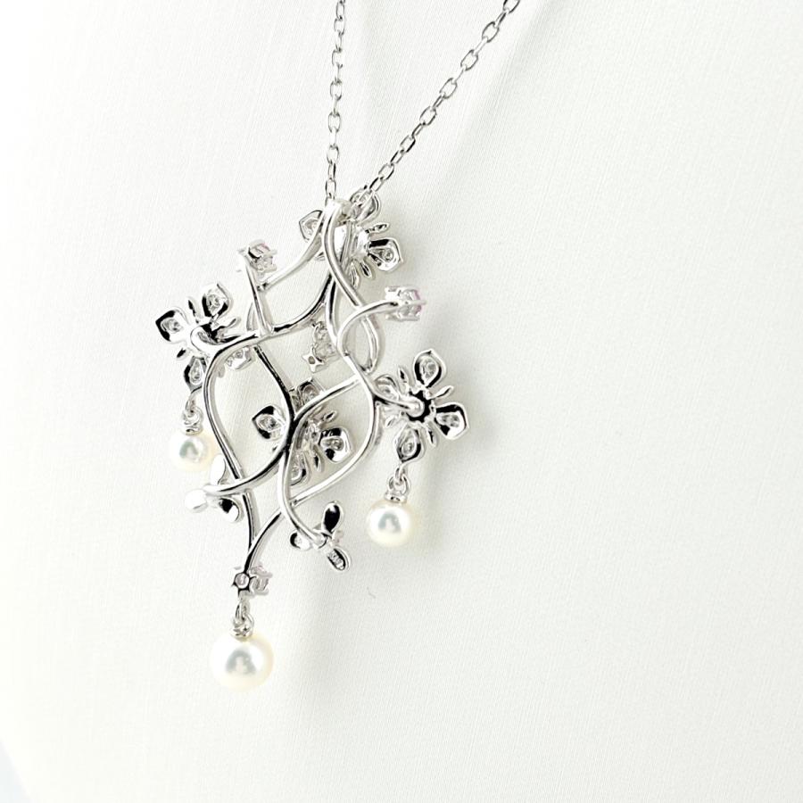 ミキモト MIKIMOTO メレダイヤ デザインネックレス ペンダント ピンクサファイア パール 真珠 ネックレス K18 ダイヤモンド ピンクサファイア レディース 中古_3