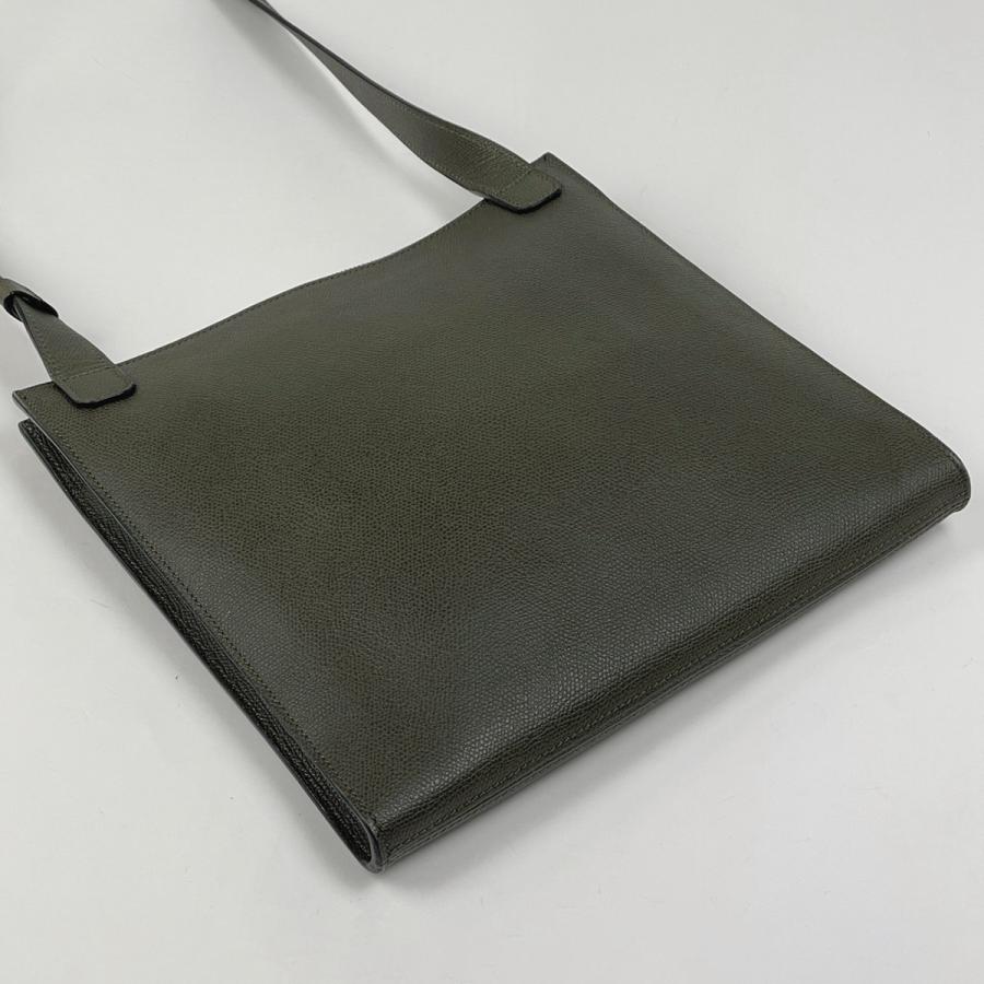 ヴァレクストラ Valextra Vライン ショルダーバッグ 斜め掛け カーキ ショルダーバッグ レザー グリーン レディース 中古_1