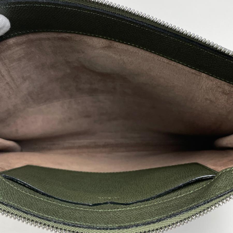 ヴァレクストラ Valextra Vライン ショルダーバッグ 斜め掛け カーキ ショルダーバッグ レザー グリーン レディース 中古_6