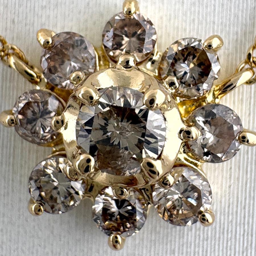 ダイヤ ネックレス イエローゴールド YG 美品 750 K18 ダイヤモンド 