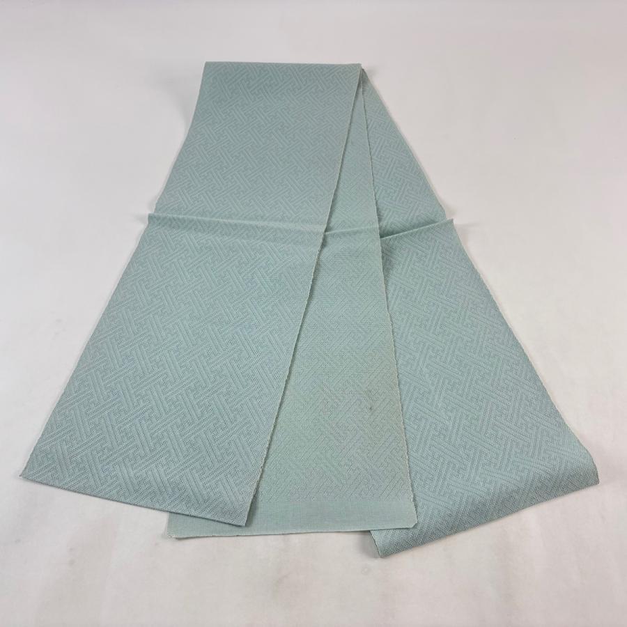 名古屋帯 優品 夏帯 八寸名古屋帯 紗綾形 水色 正絹 中古 （夏）八