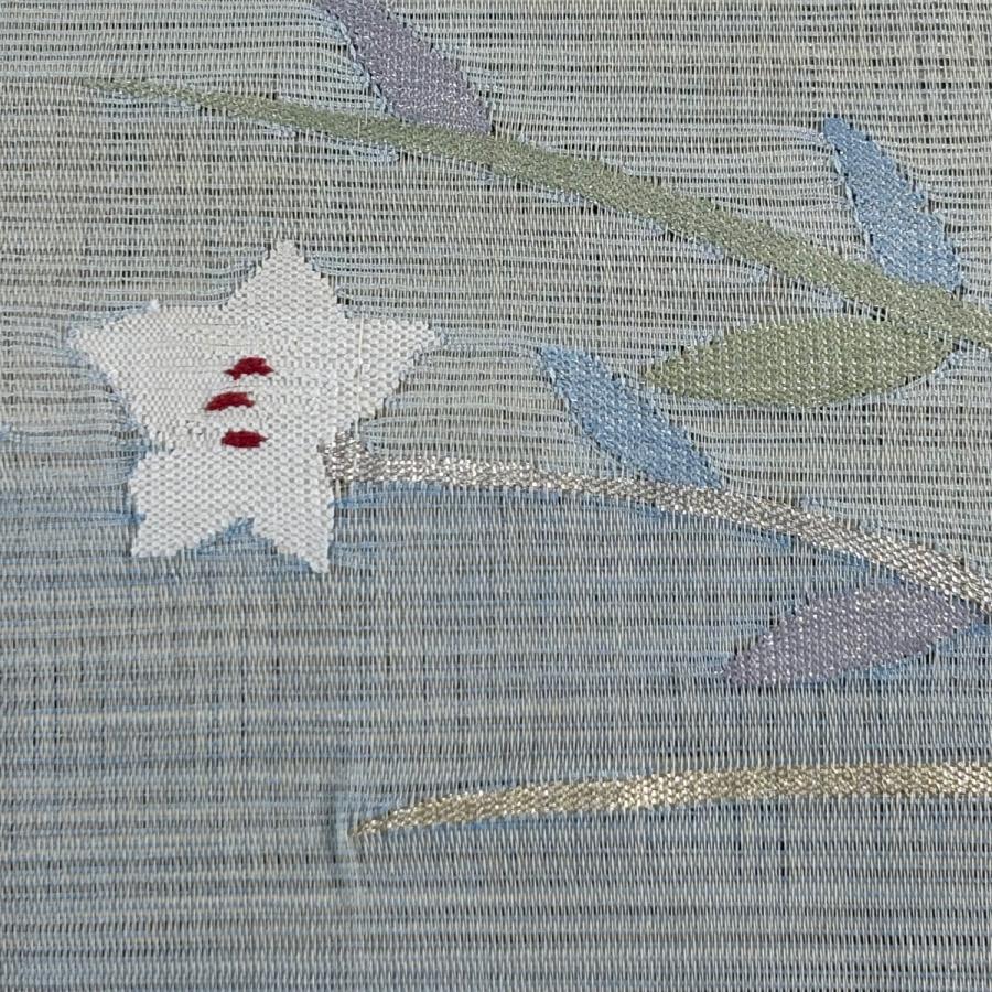 美品 名古屋帯 優品 夏帯 絽 八寸名古屋帯 松葉仕立て 枝花 草花 金糸