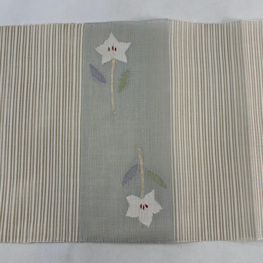 美品 名古屋帯 優品 夏帯 絽 八寸名古屋帯 松葉仕立て 枝花 草花 金糸