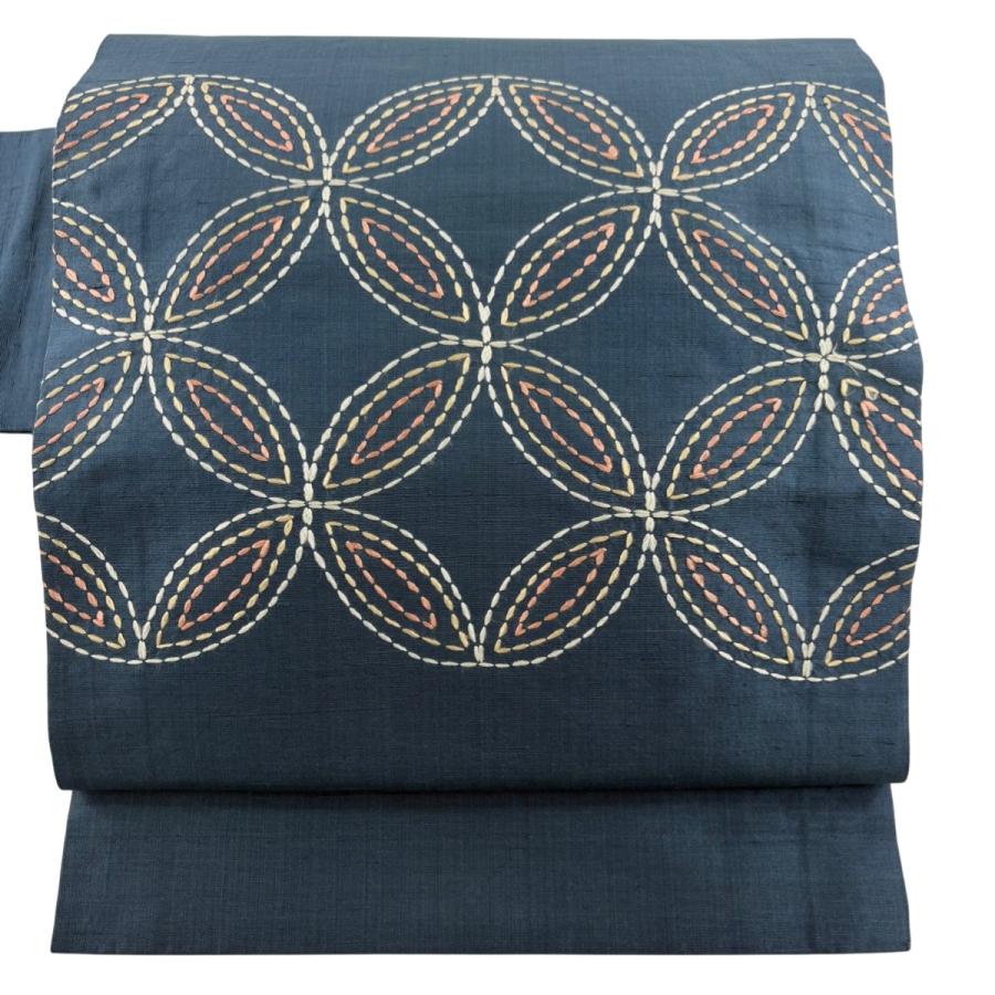 名古屋帯 秀品 七宝 刺繍 青緑 正絹 中古 : リユースセレクトショップバイセル Yahoo!店 - 通販 - Yahoo!ショッピング