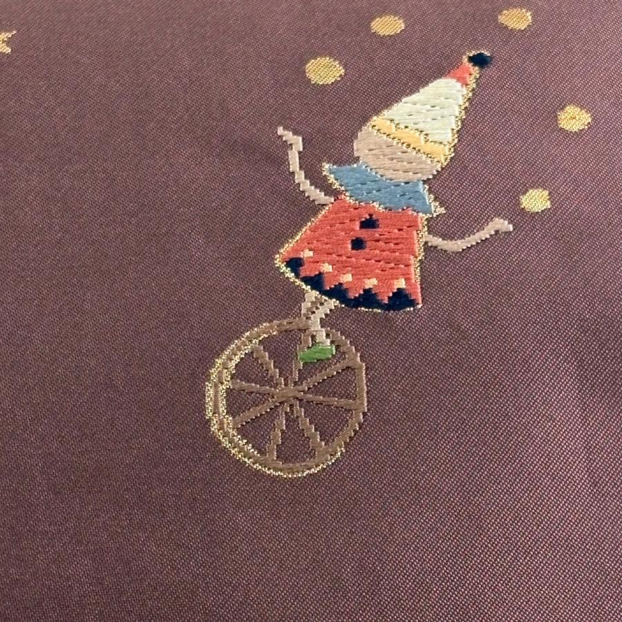 名古屋帯 逸品 人物 気球 刺繍 箔 紫 正絹 中古 【公式通販】