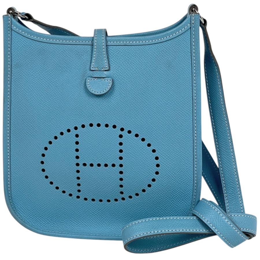 中古 エルメス HERMES レディース ショルダーバッグ ブルーパオン ヴォーエプソン HERMES（エルメス） エヴリンTPM アマゾン ポシェット ミニ パンチング