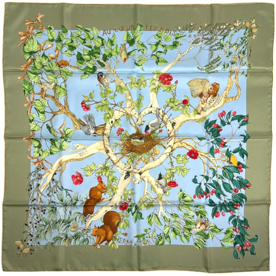HERMES（エルメス） カレ90 AU COEUR DES BOIS 森の中で スカーフ 