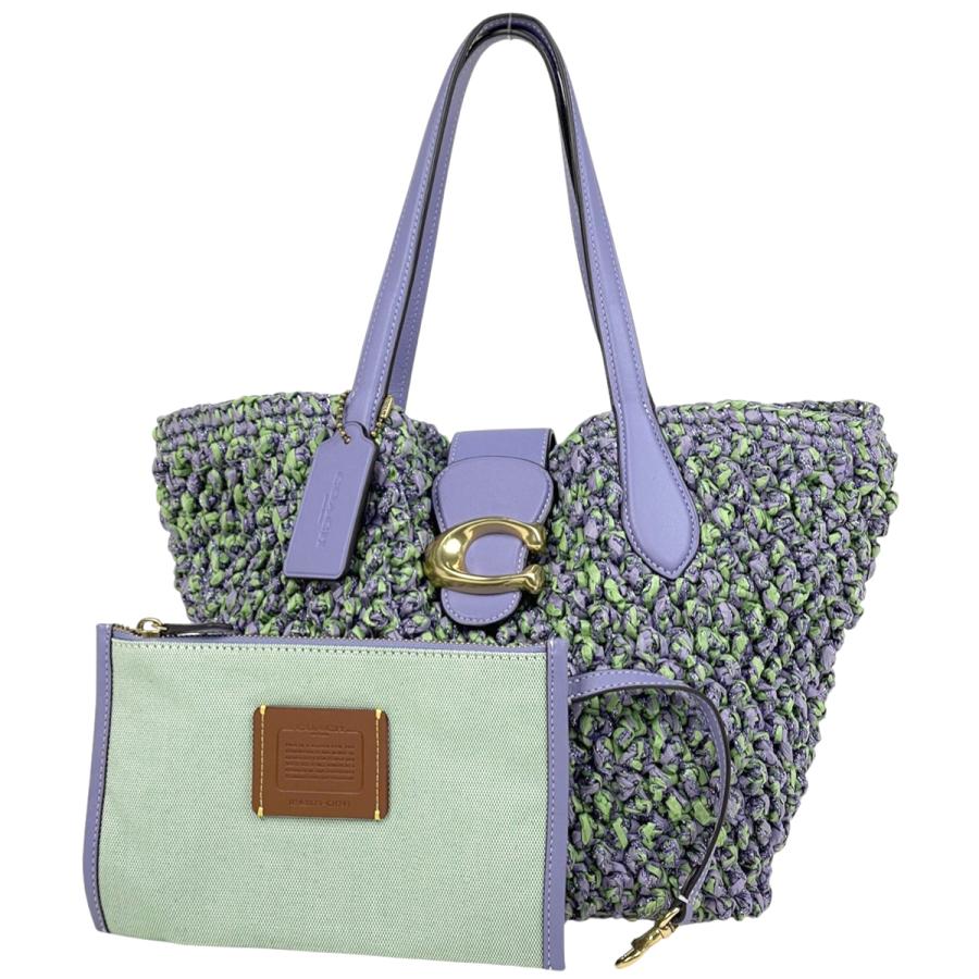 【美品】COACH ロゴ入りトートバッグ ベージュ/パープル COACH（コーチ） スモール トート ロゴ ハンドバッグ トートバッグ