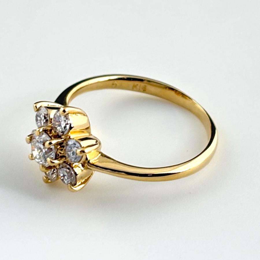 K18 ダイヤモンド フラワー リング 指輪 花 ゴールド 18金 18k 天然 