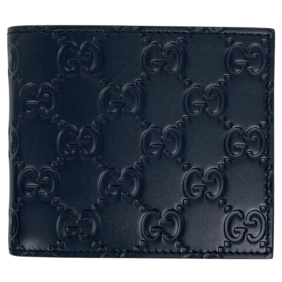 グッチ　折り財布　マイクロシマ　 gg ラウンドジップ レザー　ネイビー GUCCI（グッチ） グッチシマ 二つ折り財布 札入れ 二つ折り財布