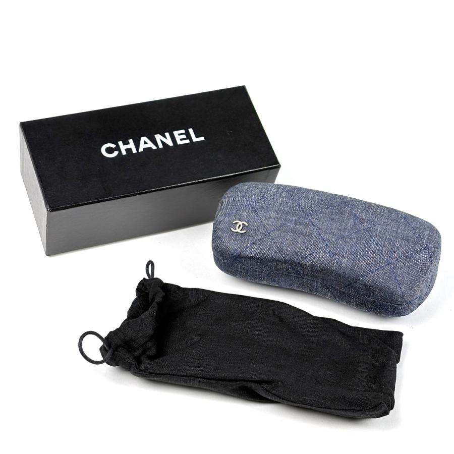 シャネル CHANEL ココマーク サングラス デニム アイウェア デミ柄 サングラス プラスチック デニム ブルー ブラウン 5163 レディース 中古