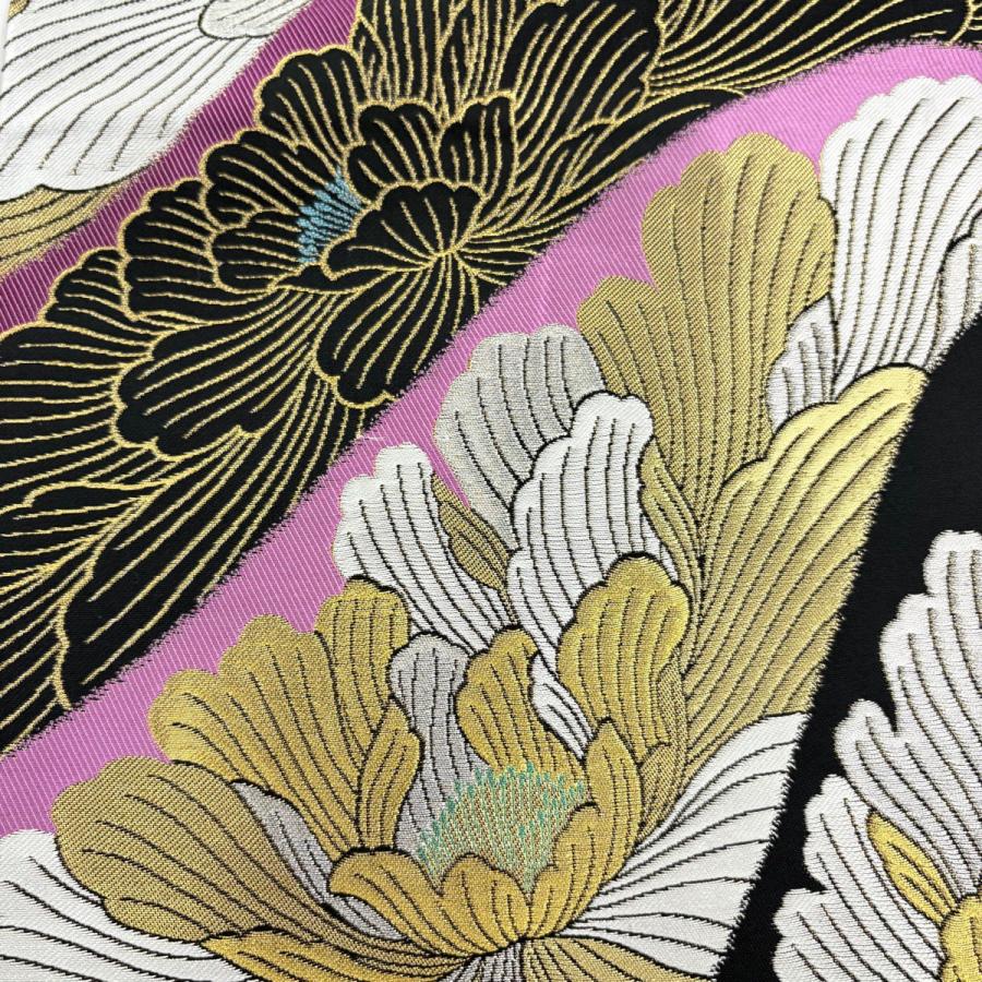 美品 振袖 身丈168.5cm 裄丈67cm M 袷 袋帯フルセット 草花 刺繍 箔 