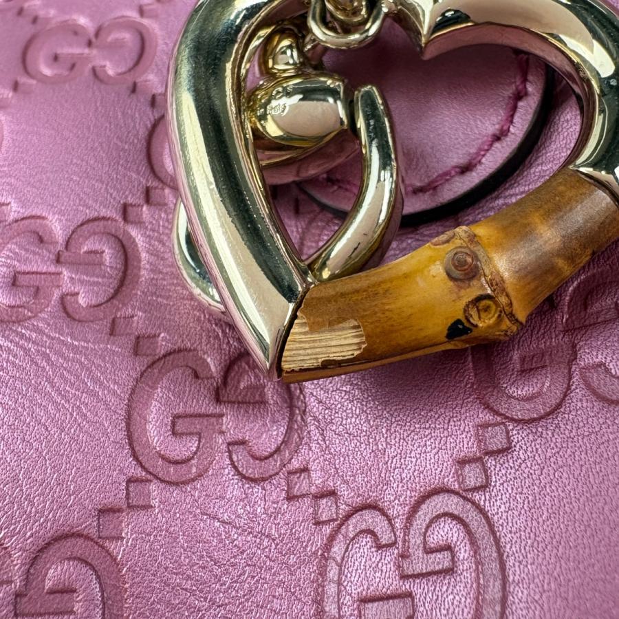 【GUCCI】トートバッグ　グッチシマ　ハートビット　レザー　ピンク　A4 GUCCI（グッチ） グッチシマ トートバッグ ショルダーバッグ ハート