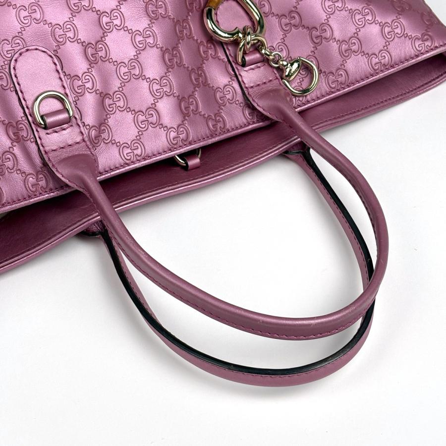 【GUCCI】トートバッグ　グッチシマ　ハートビット　レザー　ピンク　A4 GUCCI（グッチ） グッチシマ トートバッグ ショルダーバッグ ハート