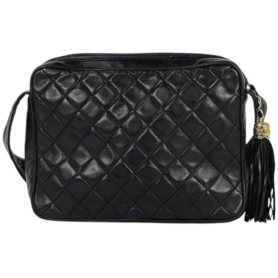 シャネル CHANEL ココマーク フリンジ ショルダーバッグ タッセル マトラッセ ショルダーバッグ レザー ブラック レディース 中古_2