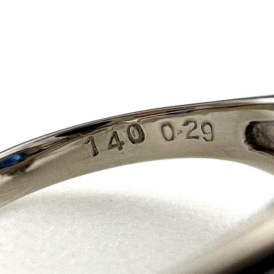 サファイア デザインリング プラチナ 指輪 メレダイヤ リング 7.5号 