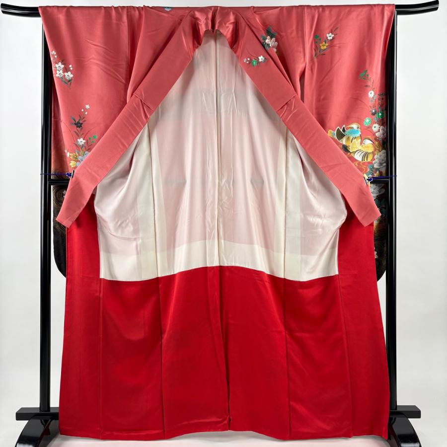 【振袖フルセット】身丈162.5cm 裄丈67.5cm 桜 流水 箔 金彩 赤 振袖 身丈166cm 裄丈68.5cm L 袷 鴛鴦 牡丹 金銀彩 ぼかし ピンク 正絹
