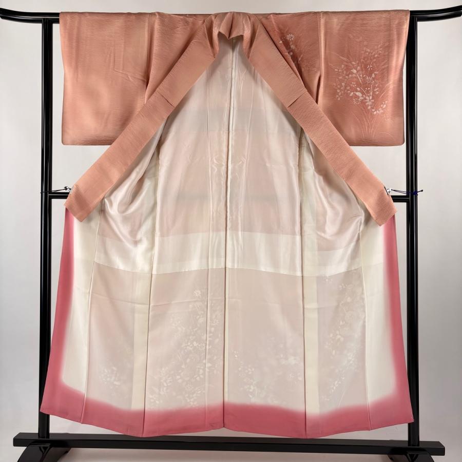 付下げ 身丈152cm 裄丈62.5cm 正絹 優品 【中古】 付下げ 身丈158cm 裄丈66cm M 袷 花丸文 道長取り 刺繍 絞り 灰緑 正絹