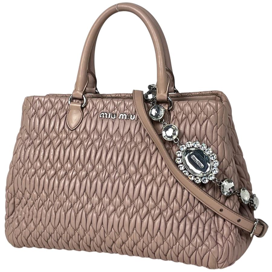 ミュウ Miu マテラッセ ハンドバッグ ロゴ クリスタル 2WAY ショルダー