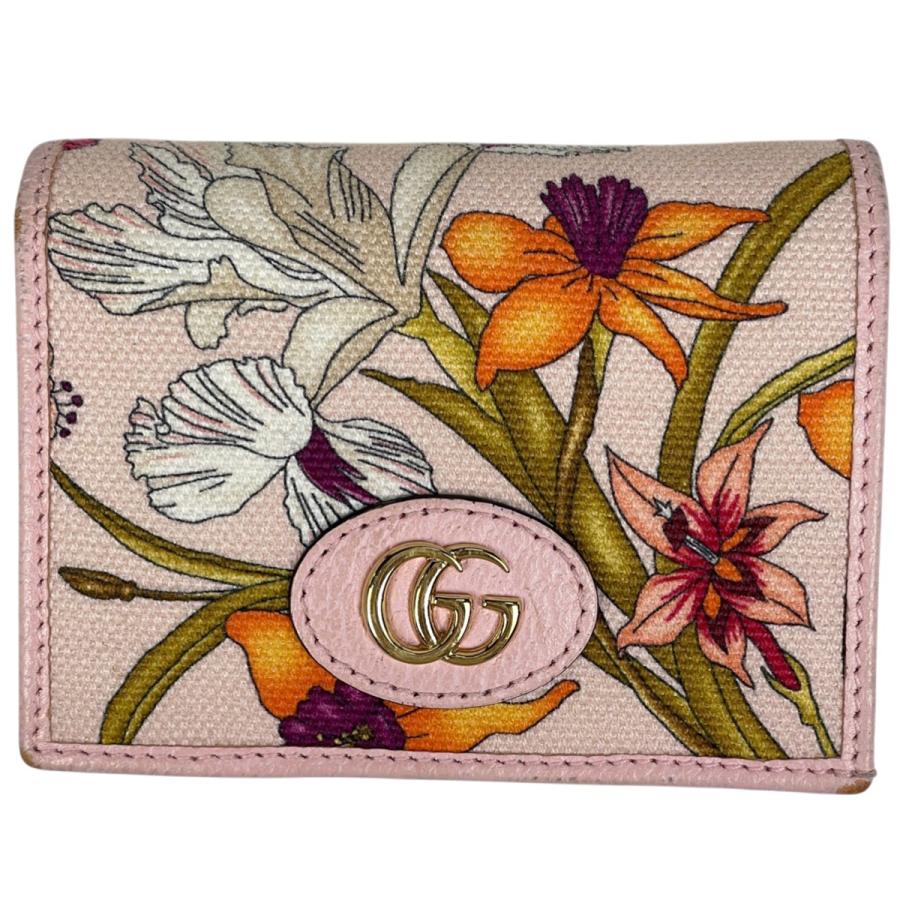 グッチ GGマーモント フローラ 二つ折り 財布 レディース 【中古】 GUCCI（グッチ） GUCCI GGマーモント フローラ 二つ折り 財布 札入れ
