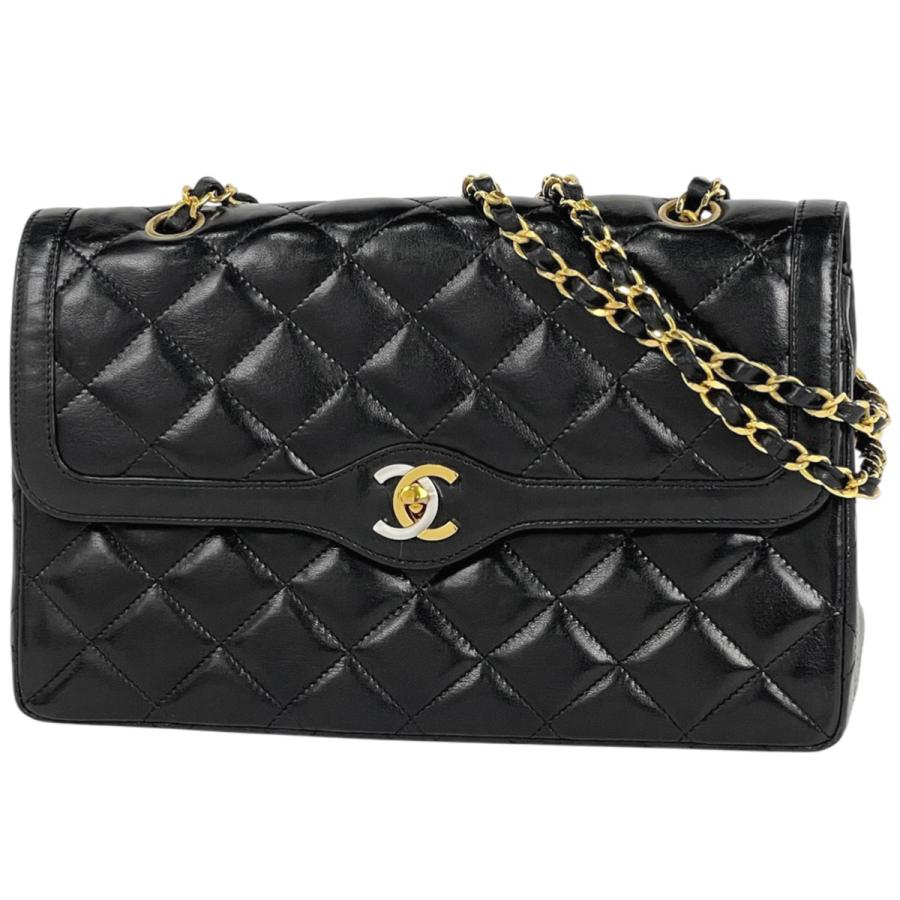 シャネル パリ限定 マトラッセ チェーンショルダー Wフラップ 黒 CHANEL（シャネル） パリ限定 マトラッセ Wフラップ チェーン