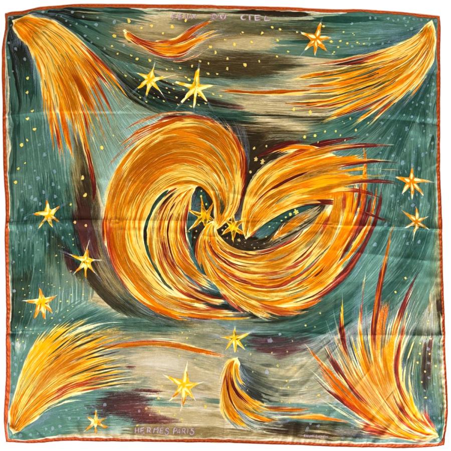 【美品】エルメス カレ90 「Feux du Ciel（天の火）」シルクスカーフ HERMES（エルメス） カレ90 FEUX DU CIEL 天の火 スカーフ シルク