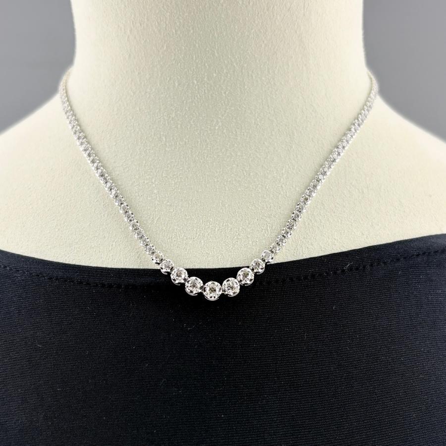 メレダイヤ デザインネックレス WG ホワイトゴールド ペンダント ネックレス K18 WG ダイヤモンド レディース 中古_5