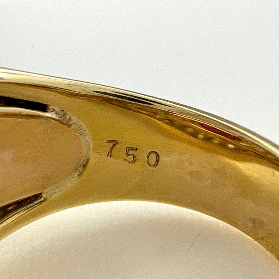 ルビー デザインリング YG イエローゴールド 指輪 リング 12号 750 ルビー ダイヤモンド レディース 中古_7