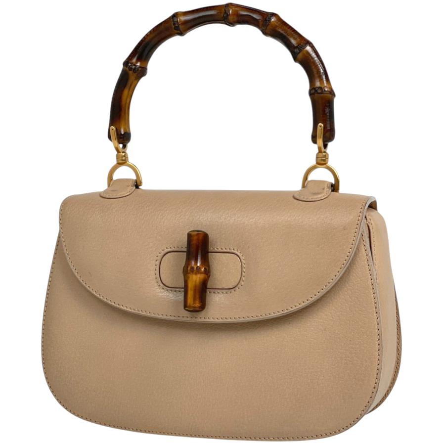 良品 GUCCI グッチ バンブー GGキャンバス レザー ハンド ショルダー バッグ 肩掛け ベージュ レディース k4114 GUCCI（グッチ） バンブー ハンドバッグ オールドグッチ ハンドバッグ