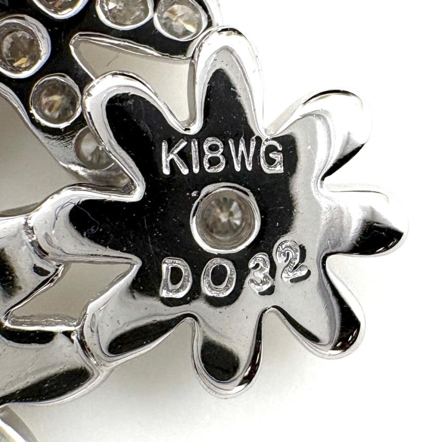 フラワーモチーフ デザインネックレス WG ホワイトゴールド ペンダント 花 メレダイヤ ダイヤモンド ネックレス K18 WG 750 レディース 中古_4