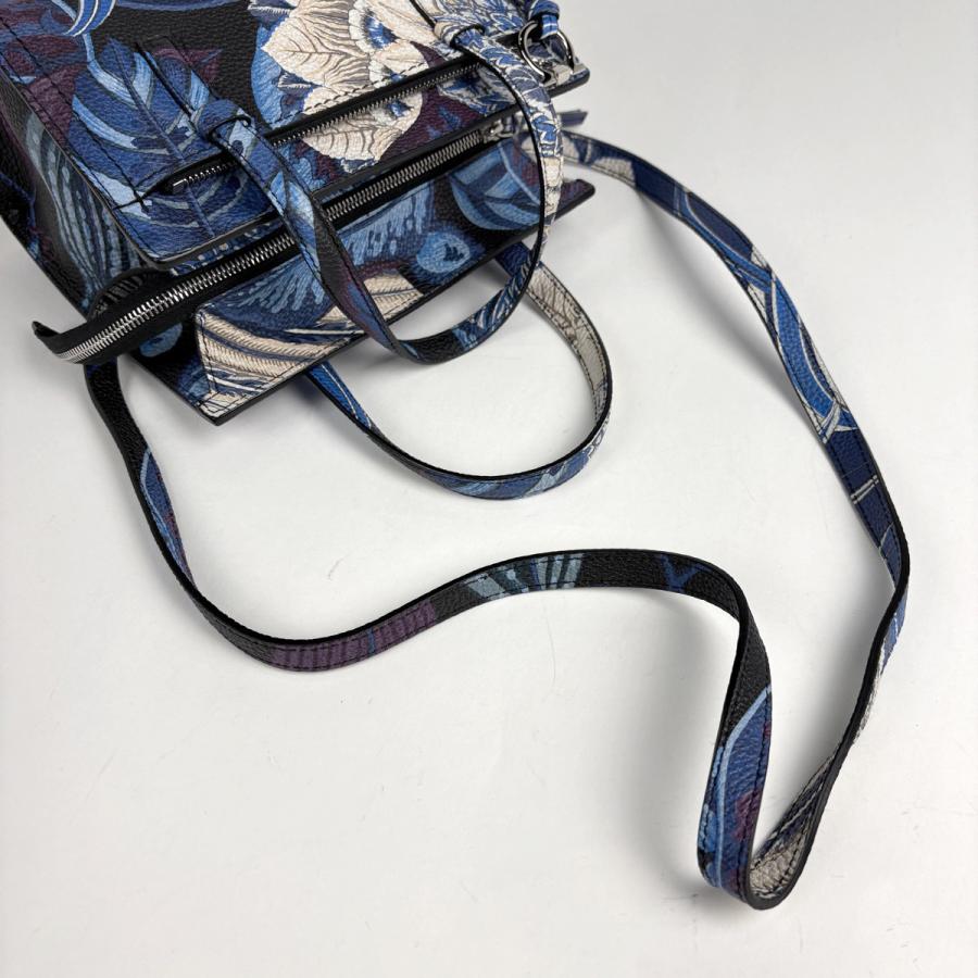 サルヴァトーレフェラガモ Salvatore Ferragamo ガンチーニ ハンドバッグ ロゴ 2WAY ショルダーバッグ フラワー レザー ブルー パープル 0450 レディース 中古_4