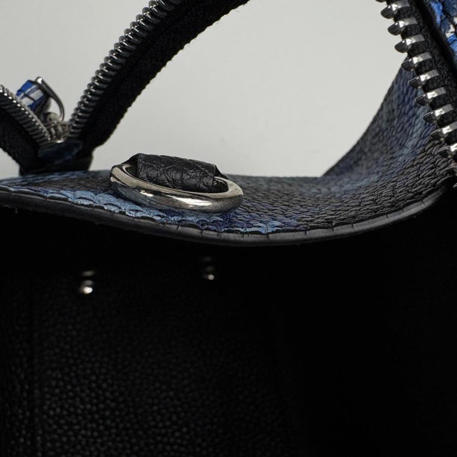 サルヴァトーレフェラガモ Salvatore Ferragamo ガンチーニ ハンドバッグ ロゴ 2WAY ショルダーバッグ フラワー レザー ブルー パープル 0450 レディース 中古_5