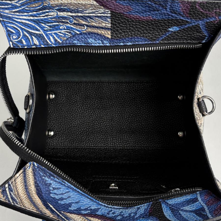 サルヴァトーレフェラガモ Salvatore Ferragamo ガンチーニ ハンドバッグ ロゴ 2WAY ショルダーバッグ フラワー レザー ブルー パープル 0450 レディース 中古_6
