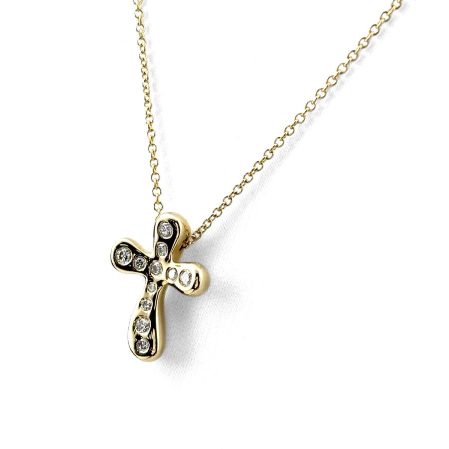 3万円値下げ【美品】ティファニークロスペンダント TIFFANY&Co.（ティファニー） ドッツクロス ネックレス YG イエロー